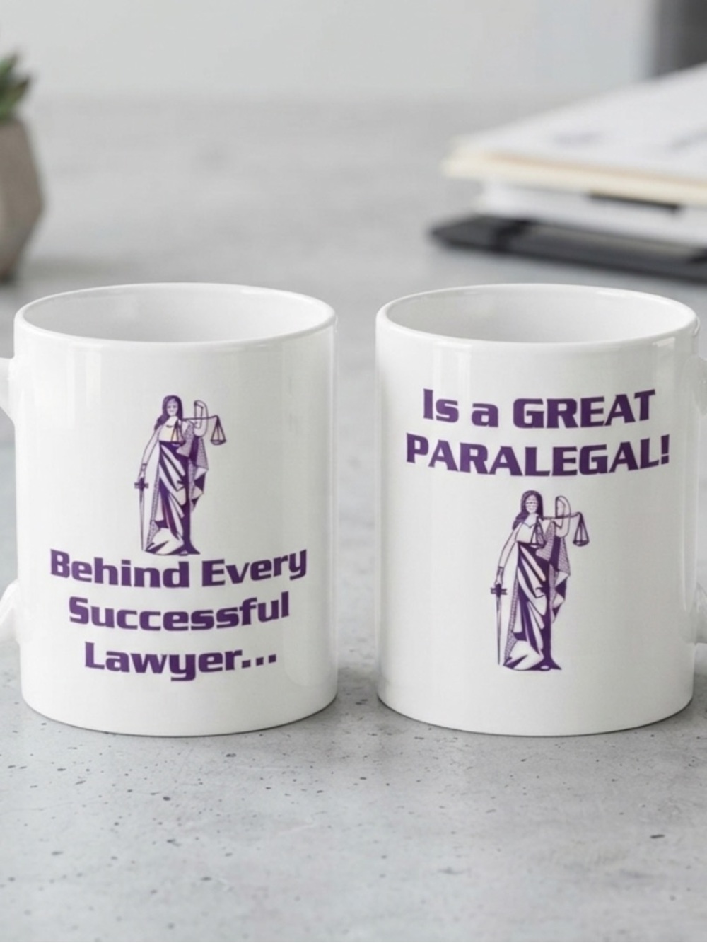 White Mug, 2-sided nessage with Purple Paralegal Graphic -  Gift Cup
